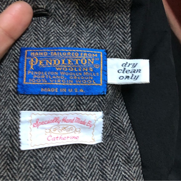 Vintage Herringbone Pendleton Cape Poncho - Picture 3 of 12